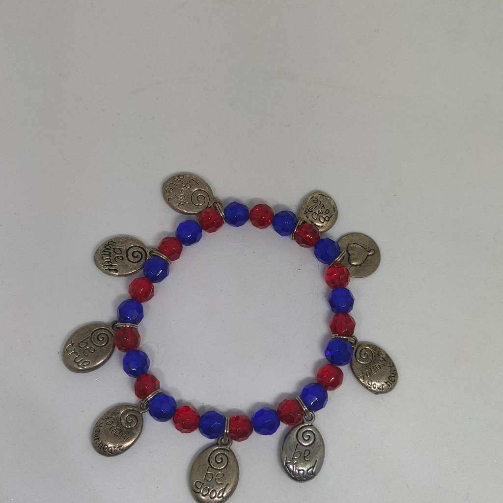 Nice blue and red beads and charms bracelet