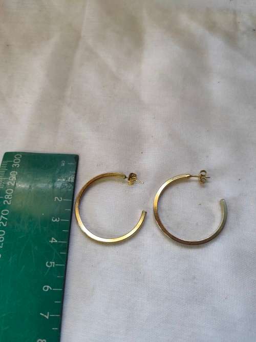Lovely gold tone hoop earrings.