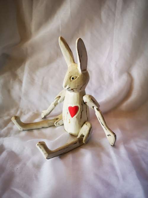 Soo cute. A large shabby chic, articulated wooden rabbit on Crazy Wednesday R1 auction!