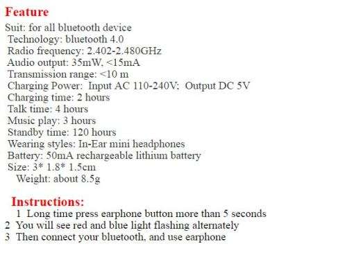 Mini Wireless Bluetooth 4.0 Earphones
