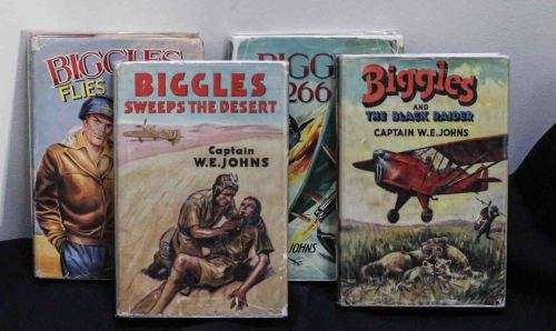 4 x BIGGLES Books .. All Dust Jackets Good and semi professionally covered