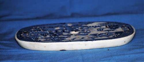 Antique Transfer printed Blue and White, Willow Pattern, Drainer / Strainer