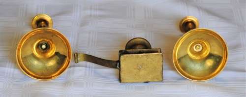 Vintage Brass Candle Sticks and Matchbox Holder