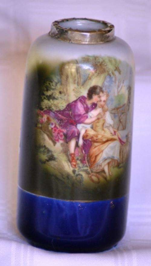 Silver collared 19th century vase