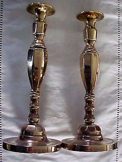 Pair Solid Brass Candle Holders - Made In England