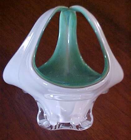 Green Glass Murano Basket