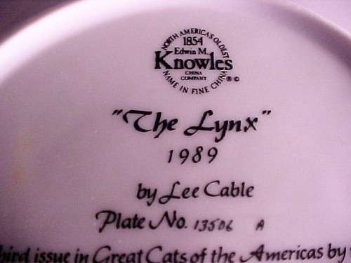 KNOWLES - THE LYNX WALL PLATE  IN ORIGINAL BOX & CERTIFICATE
