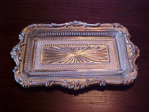 SILVER PLATED SERVER WITH GLASS INLAY DISH