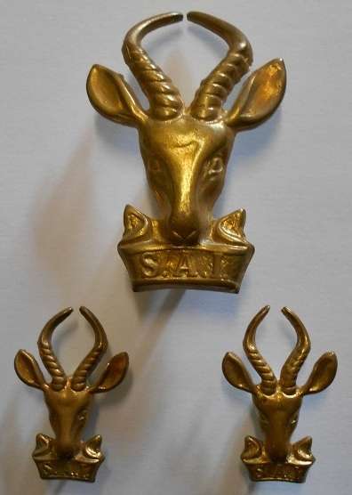 SA Infantry Corps Cap Badge Large Springbok Head & Collar Badges