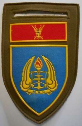 Army Gymnasium Rubberised Shoulder Flash Pin Intact Name Written at Back Dinnes 5654