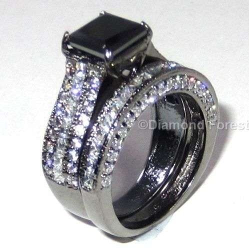 3.56 ct black moissanite engagement ring .925 sterling silver