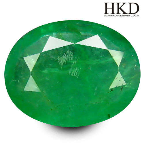 1.24 ct HKD Certified Mind-Boggling Green Color Oval (9 x 7 mm) Genuine Emerald