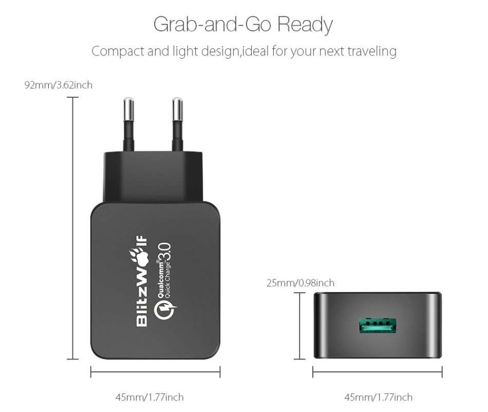 BlitzWolf Quick Charge 3.0 18W USB Wall Charger