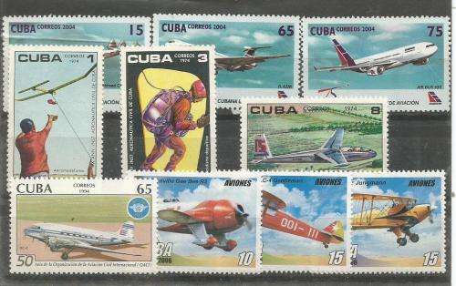 CUBA   UN MOUNTED MINT LOT  PLANES & FLIGHT