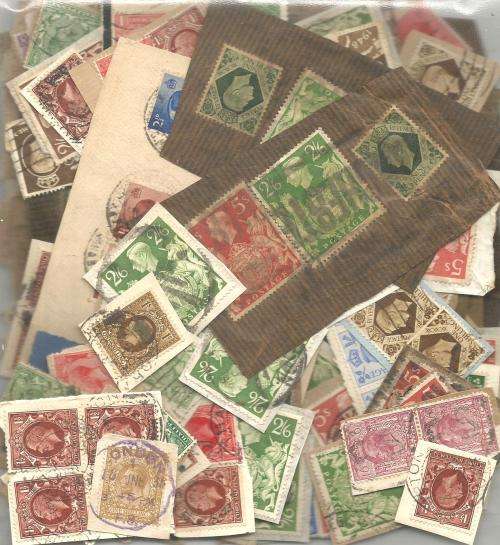 GB GEORGE V & VI  KILOWARE [50G] USED LOT IN PKTS.SOME DUPP.REF.16D