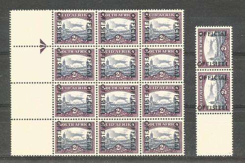 SA EARLY UN MOUNTED MINT OFFICIAL O/P   PAIR  & BLOCK
