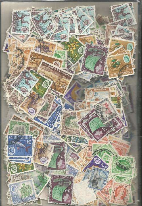 RHODESIA MIXED USED LOT SOME DUPP. IN PKT.70G.