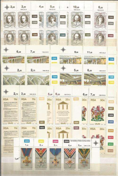 SA   UN MOUNTED MINT SETS   IN BLOCKS & OR STRIPS