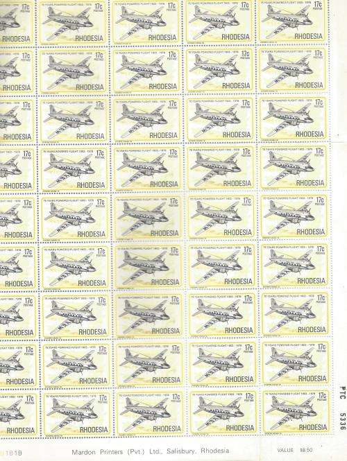 RHODESIA  UN MOUNTED MINT    SHEET FOLDED MIXED CON.