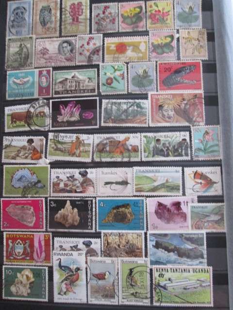 PAGE OF PREVIOUSLY HINGED STAMPS-BELGIUM CONGO/BOTSWANA/TRANSKEI