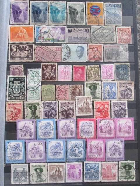 PAGE OF PREVIOUSLY HINGED STAMPS-BELGIUM/AUSTRIA