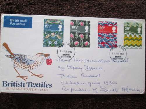 GREAT BRITAIN-BRITISH TEXTILES- FIRST DAY COVER