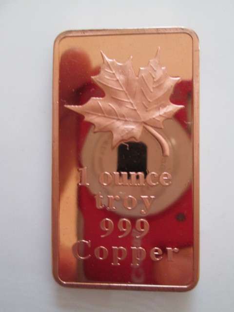 I OUNCE TROY 999 COPPER SMALL BAR
