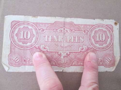 JAPAN - THE JAPANESE GOVERNMENT TEN RUPEES 1942 INVASION OF BURMA  CREASED AND EDGES ROUGH