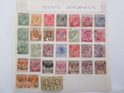 LOVELY LOT OF USED MOUNTED STRAITS SETTLEMTS ON PAGE
