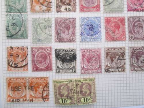 LOVELY LOT OF USED MOUNTED STRAITS SETTLEMTS ON PAGE