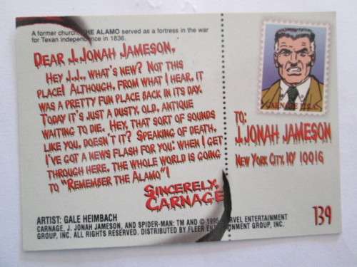 95 FLEER ULTRA TRADING CARD-SPIDERMAN/ THE ALAMO/CARNAGE USA