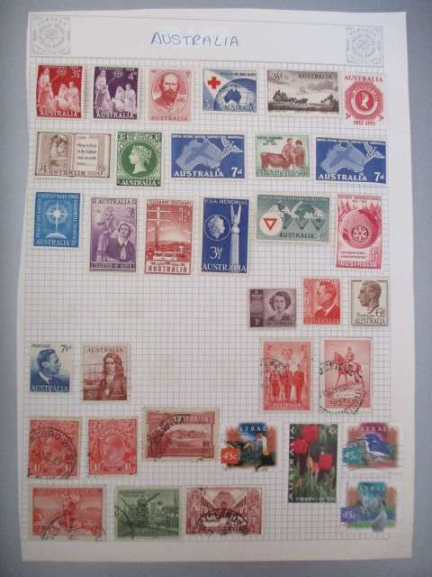 PAGE OF MOUNTED MINT AND USED AUSTRALIAN STAMPS- HINGED
