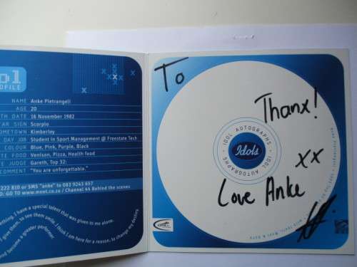 AUTOGRAPHED SIGNED - ANKE PIETRANGELI  - IDOLS