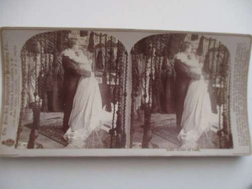 VICTORIAN - STEREOSCOPE CARD - ALONE AT LAST - 1800'S