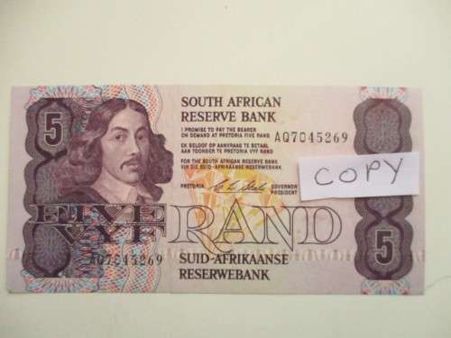 FIVE RAND R5 BANK NOTE - AQ7045269 UNC