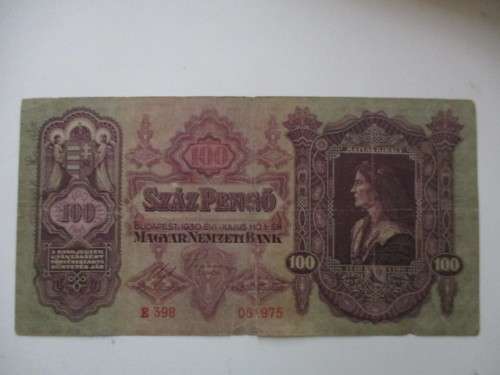 HUNGARY - 100 SZAZ PENGO  BANK NOTE 1930 E 398 051975