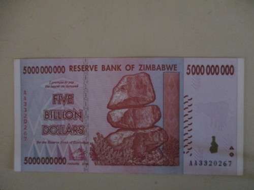 ZIMBABWE - UNCIRCULATED - BANK NOTE - FIVE BILLION DOLLARS AA3320267