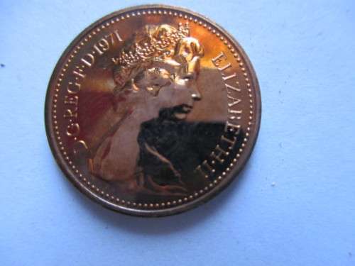 GREAT BRITAIN - MIRROR IMAGE COIN - 1 NEW PENNY  1971 - UNCIRCULATED