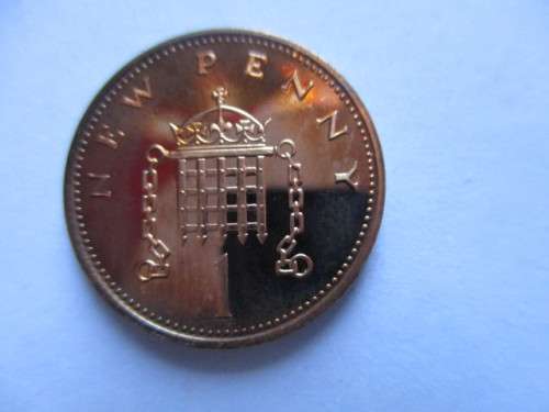 GREAT BRITAIN - MIRROR IMAGE COIN - 1 NEW PENNY  1971 - UNCIRCULATED