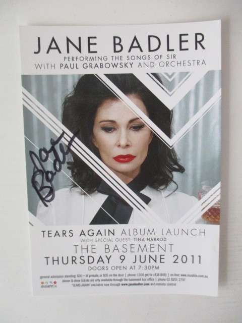 AUTOGRAPHED/SIGNED - JANE BADLER - ACTOR - V - DIANA   101/2 CM X  5 CM