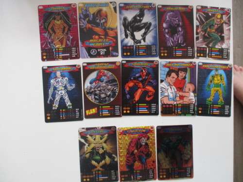 MARVEL TRADING CARDS - 13 CARDS 3 ARE FOILS