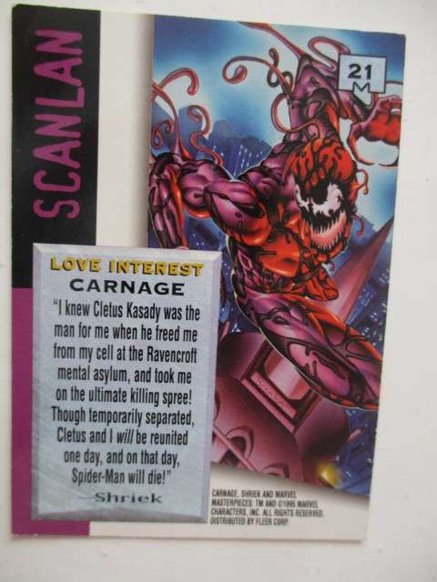 MARVEL MASTERPIECES  TRADING CARD - SPIDER-MAN - CARNAGE