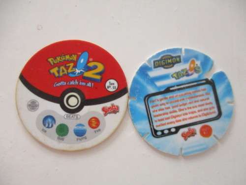 POKEMON AND DIGIMON SIMBA TAZOS  -  6 PIECES