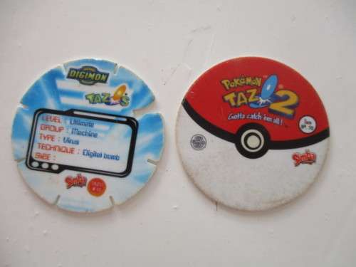 POKEMON AND DIGIMON SIMBA TAZOS  -  6 PIECES