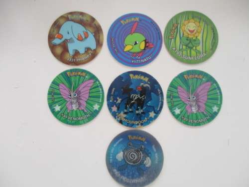 POKEMON 6 TAZOS AND 1 3D TAZO - 7 PIECES