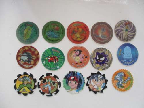POKEMON  5  3D TAZOS - 5 NORMAL POKEMON TAZOS  - 5 SPINNER TAZOS