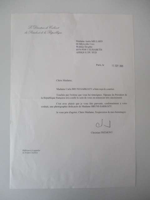 PRINTED AUTOGRAPH FRENCH SINGER SONG WRITER  - BRUNI-SARKOZY