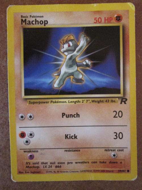 pokemon played card Machop slightly creased