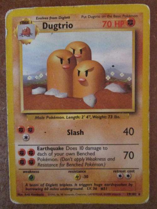 Pokemon played card Dugtrio slightly bit creased