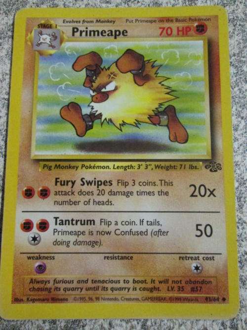 Pokemon Primeape played card